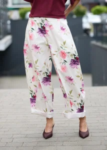 Spodnie Floral Élan Śmietankowe 
