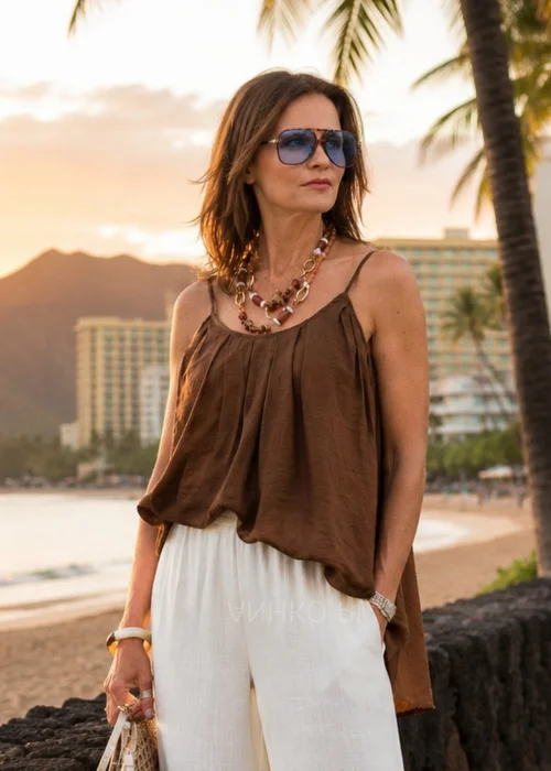 BluzkaTop-Summer-Call-Brazowa