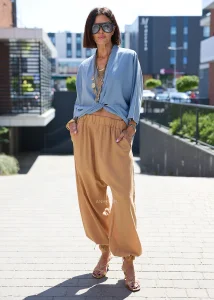 Spodnie Lniane Layer Ron Camel 
