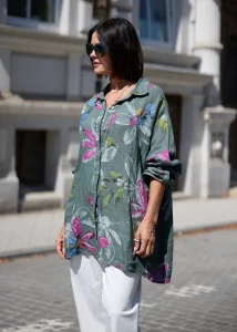 Koszula Lniana Flor Alis Khaki 