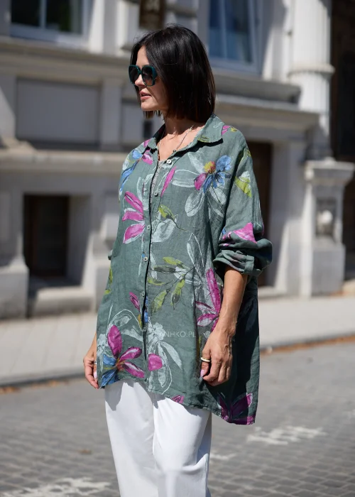 Koszula Lniana Flor Alis Khaki 