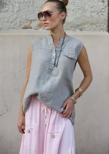 Bluzka Lniana Der Lor Taupe 