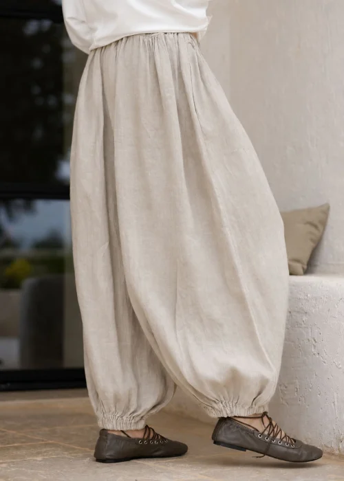 Spodnie Lniane Sand Drift Beige
