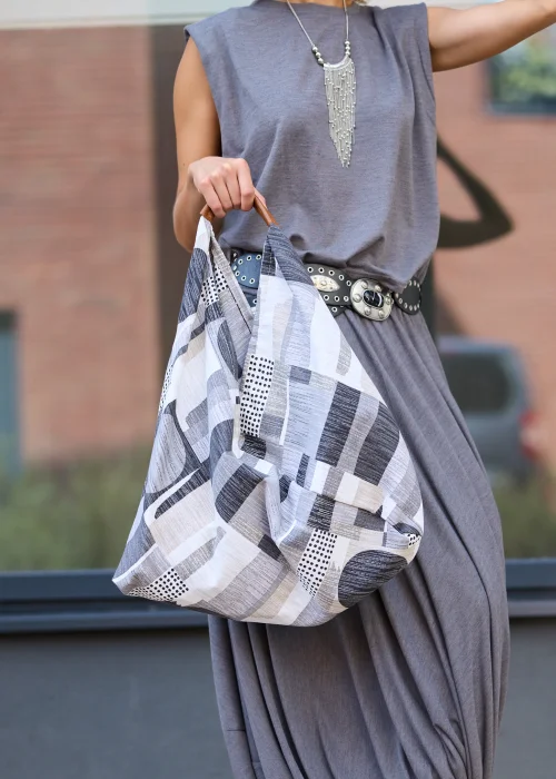 Torba Mitsy Geometric Szaro-Biała