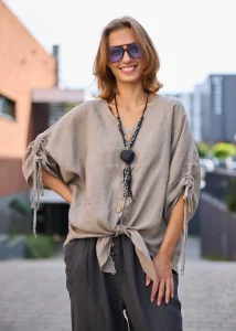 Bluzka Lniana Linvera Taupe