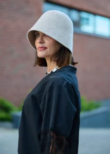 Kapelusz Typu Bucket Melanżowy Beż