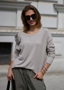 Dzianinowy Sweter Rose Longs Beżowy 