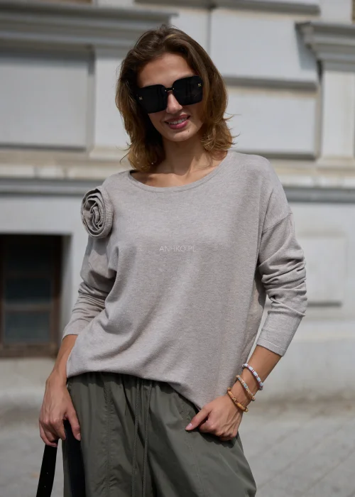 Dzianinowy Sweter Rose Longs Beżowy 