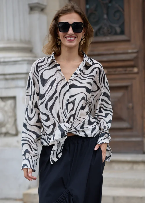 Koszula Welina Zebra  Biało-Czarna 