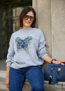 Sweter Denim Butterfly Szary 