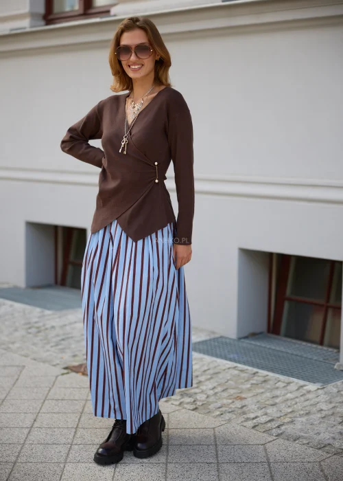 Spódnica Monmon Stripe Niebiesko-Brązowa 