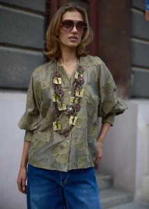 Koszula Embroide Oliwkowa