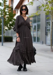 Sukienka Boho Aveline Ciemnobrązowa 