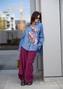 Spodnie sztruksowe Bresco Bordowe
