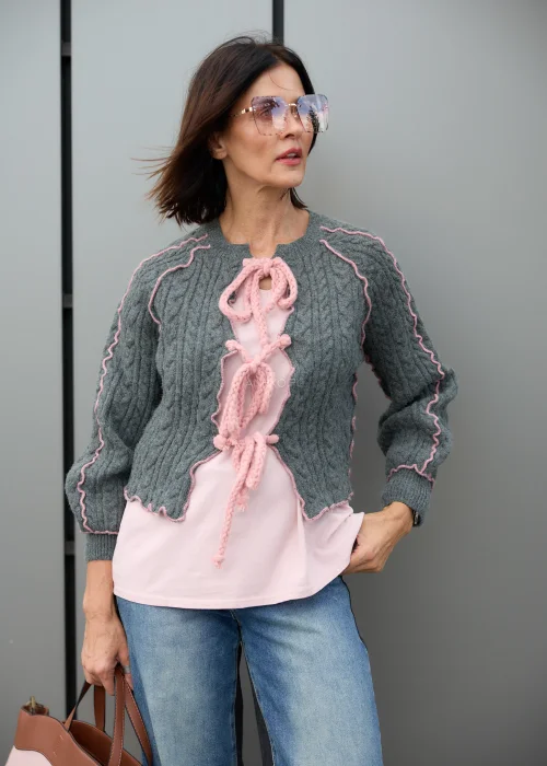 Sweter Selah Form Szaro-Różowy