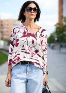 Sweter Amélie Biało-Bordowy