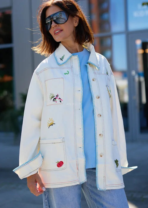 Koszula-Kurtka Jeansowa Nomad Stitch Beżowa 