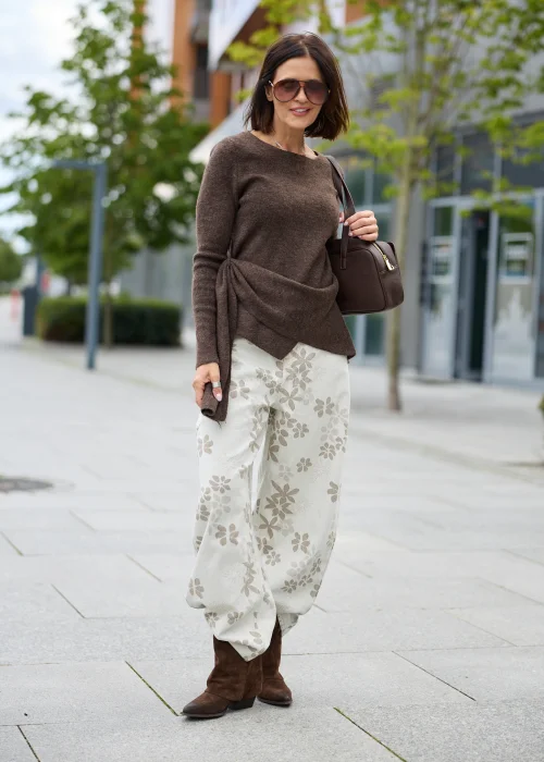 Jeansy Cream Fleur Beżowe 