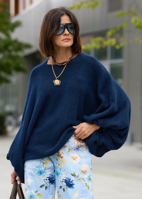 Sweter Velmora Drape Granatowy