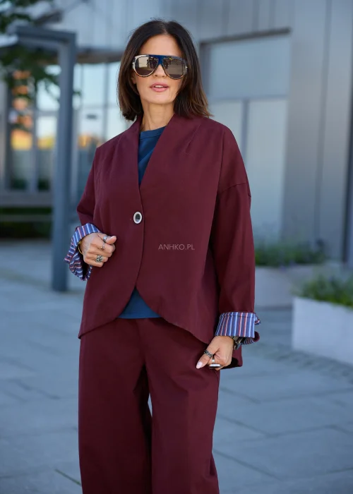 Kurtka-Marynarka Senavelle Stripe Bordowa 