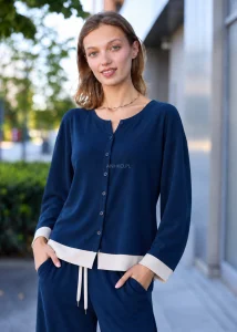 Bluzka Navielle Contrast Granatowa