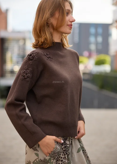 Sweter Elowen Brązowy 