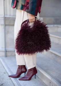 Torebka Futrzana Mariot Hobo Bordowa