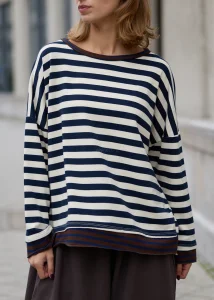 Bluzka Marenne Stripe Kremowo-Granatowa