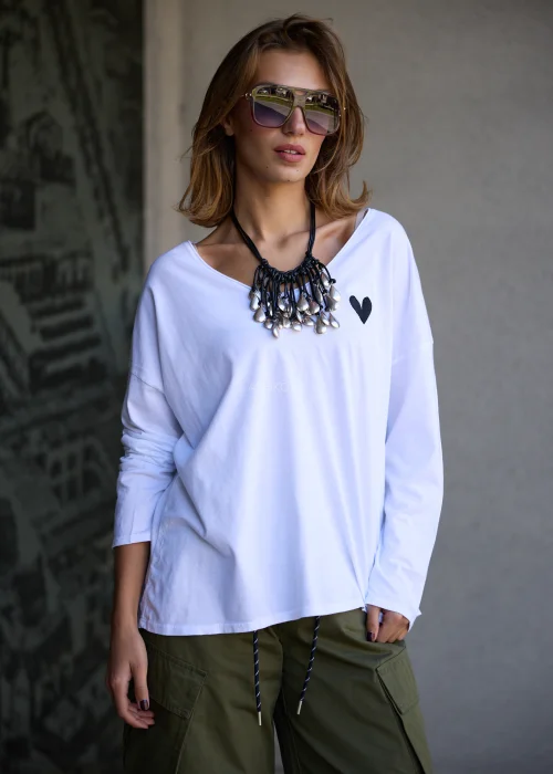 Bluzka Amorette Heart Black Biała 