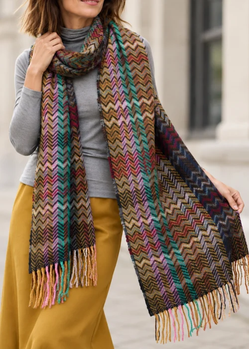 Szal Dwustronny z Wełną Portobello Multicolor