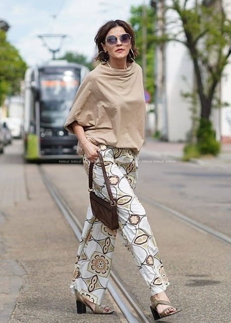Szeroka bluzka z krótkim rękawem Juan beige
