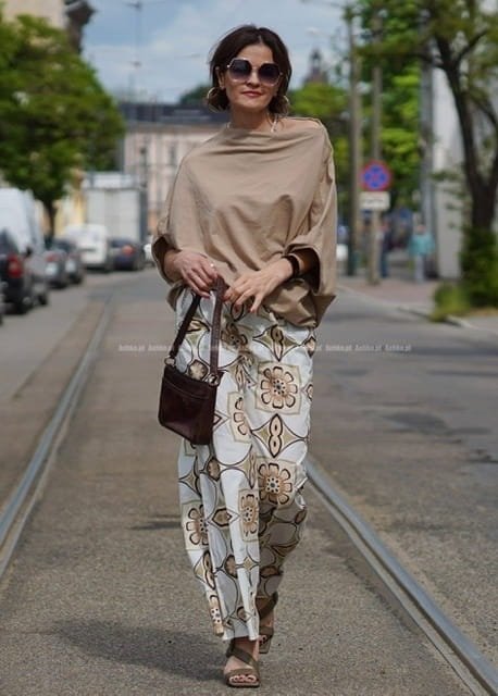 Szeroka bluzka z krótkim rękawem Juan beige