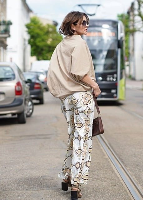 Szeroka bluzka z krótkim rękawem Juan beige