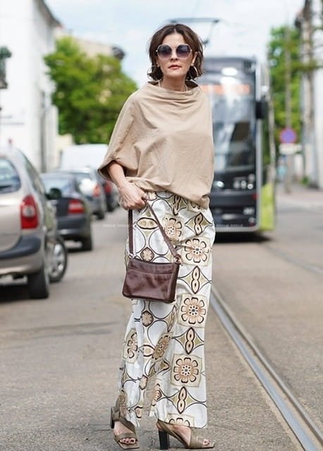 Szeroka bluzka z krótkim rękawem Juan beige