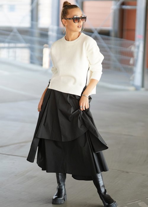 Bawełniana Spódnica Atlanta dwuwarstwowa czarna