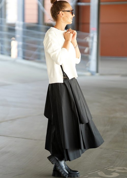 Bawełniana Spódnica Atlanta dwuwarstwowa czarna