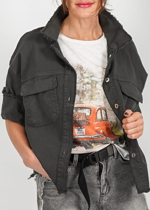 Szara kurtka jeansowa Bad Dark Gray
