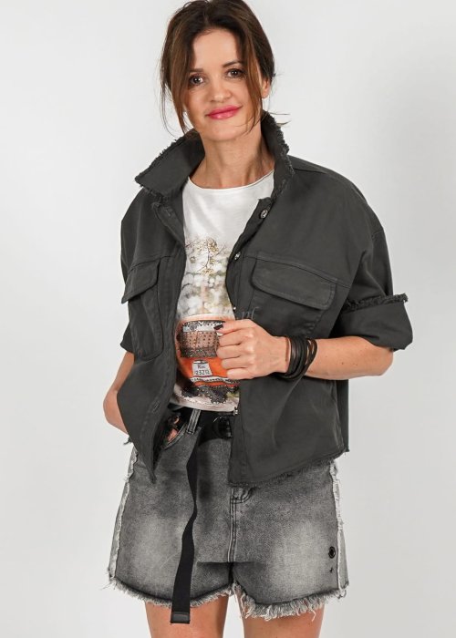Szara kurtka jeansowa Bad Dark Gray