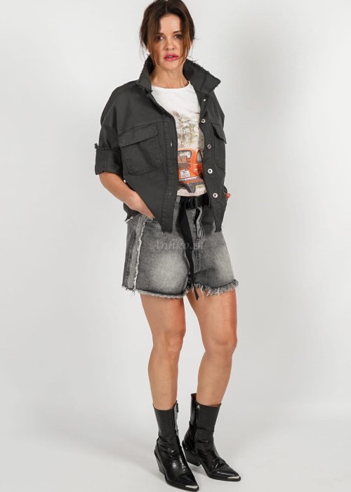 Szara kurtka jeansowa Bad Dark Gray