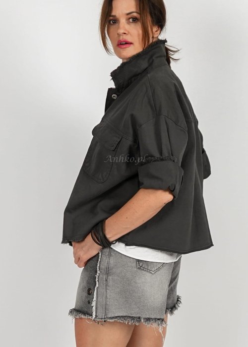 Szara kurtka jeansowa Bad Dark Gray