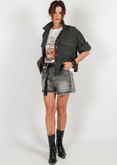 Szara kurtka jeansowa Bad Dark Gray